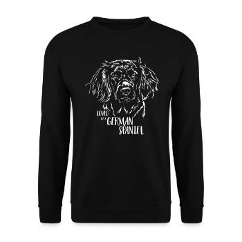 Loved by a German Spaniel dog saying Wilsigns - Unisex Sweatshirt - black - Front - Alina (178cm) & Michal (187cm)