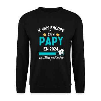 Je vais encore Être Papy en 2024 Cadeau Futur Papi - Sweat-shirt Unisexe - noir - Devant - Alina (178cm) & Michal (187cm)