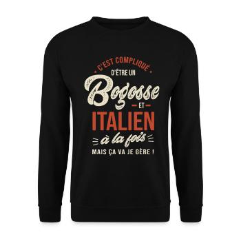Italien Bogosse Cadeau Humour Italie - Sweat-shirt Unisexe - noir - Devant - Alina (178cm) & Michal (187cm)