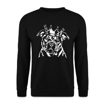 OLD ENGLISH BULLDOG Krone Hund Hunde Wilsigns - Unisex Pullover - Schwarz - Vorne - Alina (178cm) & Michal (187cm)