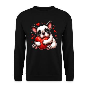 Frenchie Geschenke - Unisex Pullover - Schwarz - Vorne - Alina (178cm) & Michal (187cm)