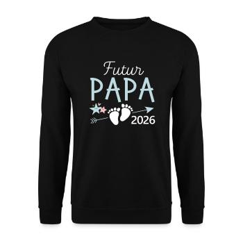 Futur Papa 2026 Cadeau Bientôt Père - Sweat-shirt Unisexe - noir - Devant - Alina (178cm) & Michal (187cm)