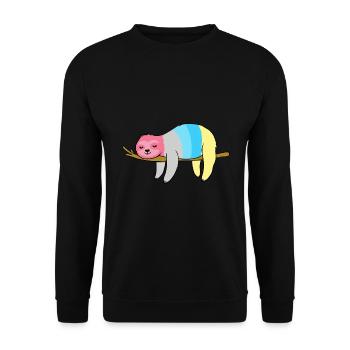 Genderflux Sloth Genderflux Pride - Unisex Sweatshirt - black - Front - Alina (178cm) & Michal (187cm)