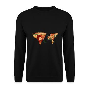 Pizza World Map - Unisex Sweatshirt - black - Front - Alina (178cm) & Michal (187cm)