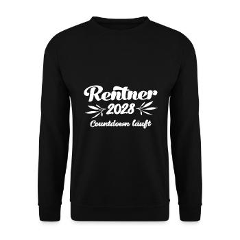 Rentner 2028 Countdown läuft Rente 2028 Ruhestand - Unisex Pullover - Schwarz - Vorne - Alina (178cm) & Michal (187cm)
