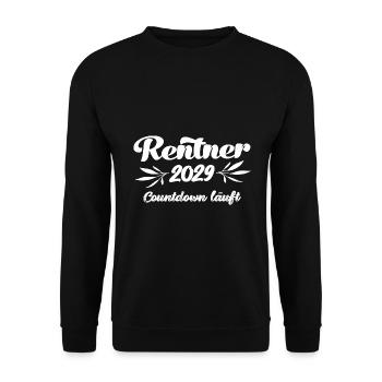 Rentner 2029 Countdown läuft Rente 2029 Ruhestand - Unisex Pullover - Schwarz - Vorne - Alina (178cm) & Michal (187cm)