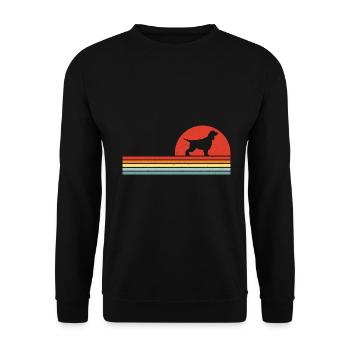 Englischer Springer Spaniel Retro Vintage - Unisex Pullover - Schwarz - Vorne - Alina (178cm) & Michal (187cm)