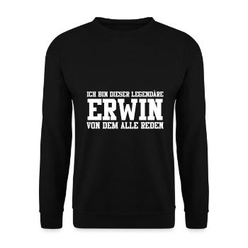 Erwin Name Design - Unisex Pullover - Schwarz - Vorne - Alina (178cm) & Michal (187cm)