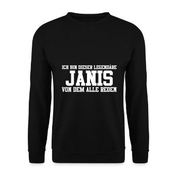 Janis Name Design - Unisex Pullover - Schwarz - Vorne - Alina (178cm) & Michal (187cm)