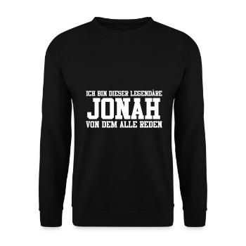 Jonah Name Design - Unisex Pullover - Schwarz - Vorne - Alina (178cm) & Michal (187cm)