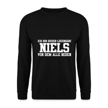 Niels Name Design - Unisex Pullover - Schwarz - Vorne - Alina (178cm) & Michal (187cm)