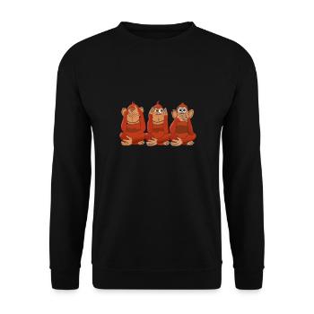 Drei Affen nichts hören nichts sehen nichts sagen - Unisex Pullover - Schwarz - Vorne - Alina (178cm) & Michal (187cm)