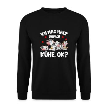 Ich mag halt einfach Kühe - Unisex Pullover - Schwarz - Vorne - Alina (178cm) & Michal (187cm)