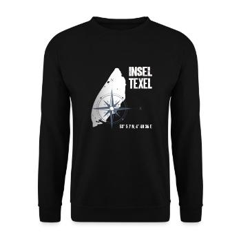 Texel Nordsee Insel Koordinaten Karte Urlaub - Unisex Pullover - Schwarz - Vorne - Alina (178cm) & Michal (187cm)