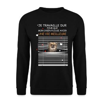Chien chihuahua citation humour tendre - Sweat-shirt Unisexe - noir - Devant - Alina (178cm) & Michal (187cm)