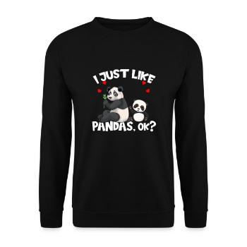 Pandas Ich Mag Halt einfach Pandas Ok - Unisex Pullover - Schwarz - Vorne - Alina (178cm) & Michal (187cm)