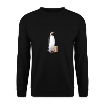 Pinguin auf durchreise Urlaubsreise in den Süden - Unisex Pullover - Schwarz - Vorne - Alina (178cm) & Michal (187cm)