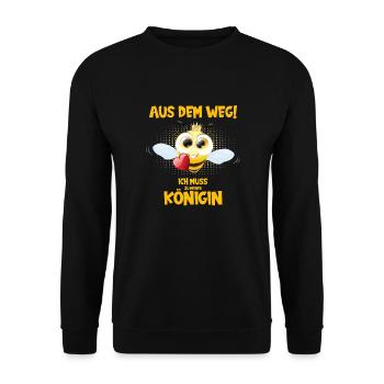 Aus dem weg ich muß zu meiner Königin - Unisex Pullover - Schwarz - Vorne - Alina (178cm) & Michal (187cm)