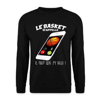 Le basket m'appelle Sport Homme Ou Femme - Sweat-shirt Unisexe - noir - Devant - Alina (178cm) & Michal (187cm)