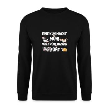 Cartoon Kuh Lustige Kühe - Unisex Pullover - Schwarz - Vorne - Alina (178cm) & Michal (187cm)