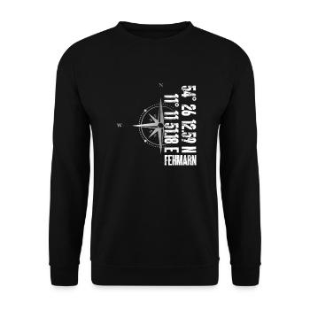 Fehmarn Insel Atlantik Koordinaten Karte Urlaub - Unisex Pullover - Schwarz - Vorne - Alina (178cm) & Michal (187cm)