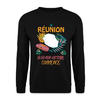 Citation La Réunion Mon Histoire - Sweat-shirt Unisexe - noir - Devant - Alina (178cm) & Michal (187cm)