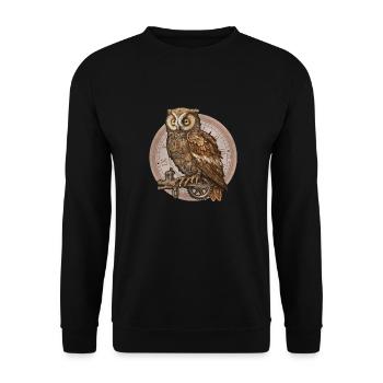 Steampunk Eule Comic style - Unisex Pullover - Schwarz - Vorne - Alina (178cm) & Michal (187cm)
