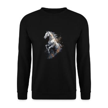 Jumping horse Polygon in the dust - Unisex Sweatshirt - black - Front - Alina (178cm) & Michal (187cm)