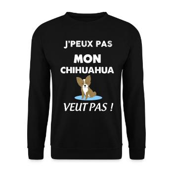 Mon Chihuahua Veut Pas Cadeau Drôle - Sweat-shirt Unisexe - noir - Devant - Alina (178cm) & Michal (187cm)