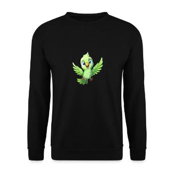 Smiling Bird Comic Flying Happiness - Unisex Sweatshirt - black - Front - Alina (178cm) & Michal (187cm)