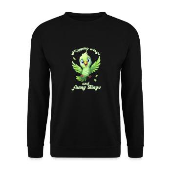 Flüge Spaß Comic Vogel - Unisex Pullover - Schwarz - Vorne - Alina (178cm) & Michal (187cm)