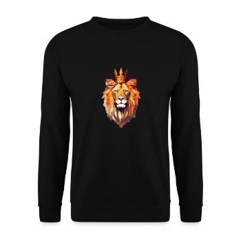 Polygon Lion Royal Crown - Unisex Sweatshirt - black - Front - Alina (178cm) & Michal (187cm)