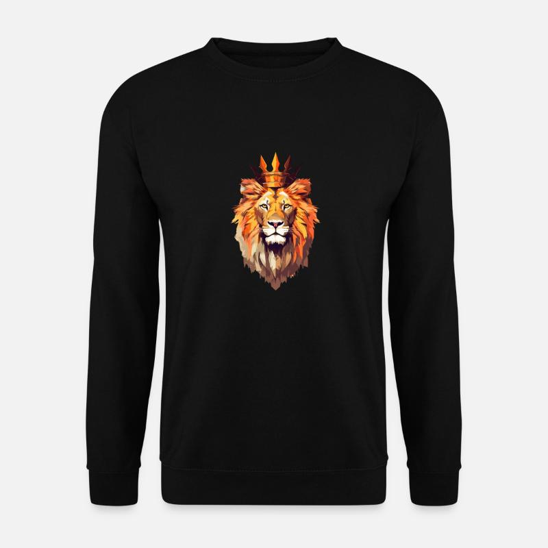 Polygon Löwe Königliche Krone - Unisex Pullover - Schwarz