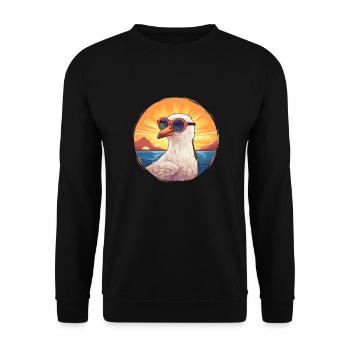 Été, Ambiance plage, Mouette fraîche - Sweat-shirt Unisexe - noir - Devant - Alina (178cm) & Michal (187cm)