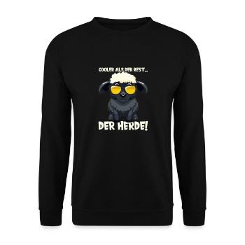 Einzigartig, Schwarzes Schaaf, Frecher Spruch. - Unisex Pullover - Schwarz - Vorne - Alina (178cm) & Michal (187cm)