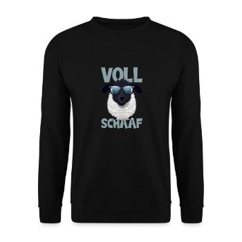 Coolness Pur - Voll Schaaf Comic Motiv - Unisex Pullover - Schwarz - Vorne - Alina (178cm) & Michal (187cm)