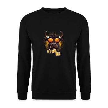 Comic Bull with Sunglasses - It's Cool Bull - Unisex Sweatshirt - black - Front - Alina (178cm) & Michal (187cm)