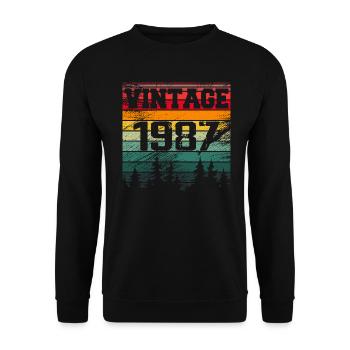 1987 Vintage Birthday Gift 1987 Retro - Unisex Sweatshirt - black - Front - Alina (178cm) & Michal (187cm)
