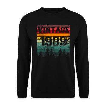 1989 Vintage 1989 Retro Birthday Gift - Unisex Sweatshirt - black - Front - Alina (178cm) & Michal (187cm)