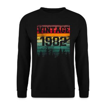 1982 Vintage Geburtstagsgeschenk 1982 Retro - Unisex Pullover - Schwarz - Vorne - Alina (178cm) & Michal (187cm)
