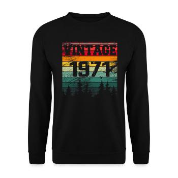 1971 Cadeau D'anniversaire Vintage 1971 Rétro - Sweat-shirt Unisexe - noir - Devant - Alina (178cm) & Michal (187cm)