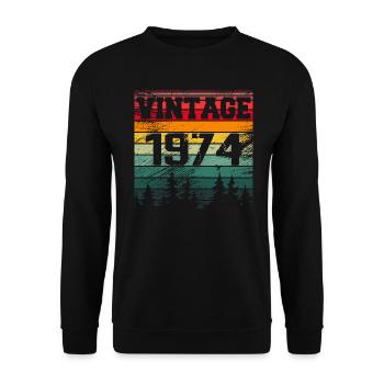 1974 Cadeau D'anniversaire Vintage 1974 Rétro - Sweat-shirt Unisexe - noir - Devant - Alina (178cm) & Michal (187cm)
