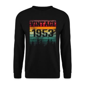 1953 Vintage Geburtstagsgeschenk 1953 Retro - Unisex Pullover - Schwarz - Vorne - Alina (178cm) & Michal (187cm)