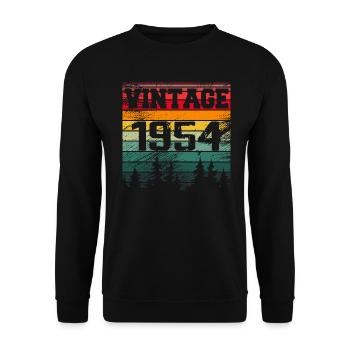 1954 Vintage Geburtstagsgeschenk 1954 Retro - Unisex Pullover - Schwarz - Vorne - Alina (178cm) & Michal (187cm)