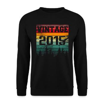 2015 Cadeau D'anniversaire Vintage 2015 Rétro - Sweat-shirt Unisexe - noir - Devant - Alina (178cm) & Michal (187cm)
