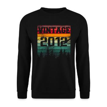 2012 Vintage Geburtstagsgeschenk 2012 Retro - Unisex Pullover - Schwarz - Vorne - Alina (178cm) & Michal (187cm)