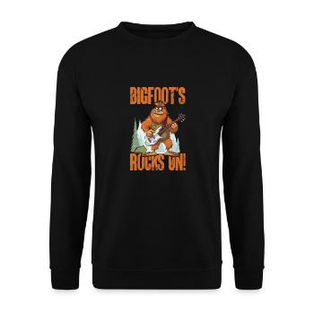 Bigfoot Cartoon Electric Guitar Music Humor - Unisex Sweatshirt - black - Front - Alina (178cm) & Michal (187cm)