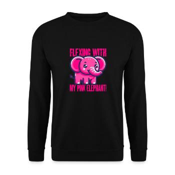 lustiger rosa Elefant mit spruch - Unisex Pullover - Schwarz - Vorne - Alina (178cm) & Michal (187cm)
