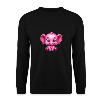 cartoon Baby elephant sitzt lächelnd - Unisex Pullover - Schwarz - Vorne - Alina (178cm) & Michal (187cm)