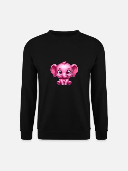 cartoon baby elephant sitting smiling - Unisex Sweatshirt - black